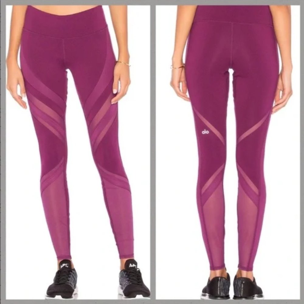 ALO Yoga Mesh High Waist Epic Leggings Purple Juneberry - Picture 1 of 7